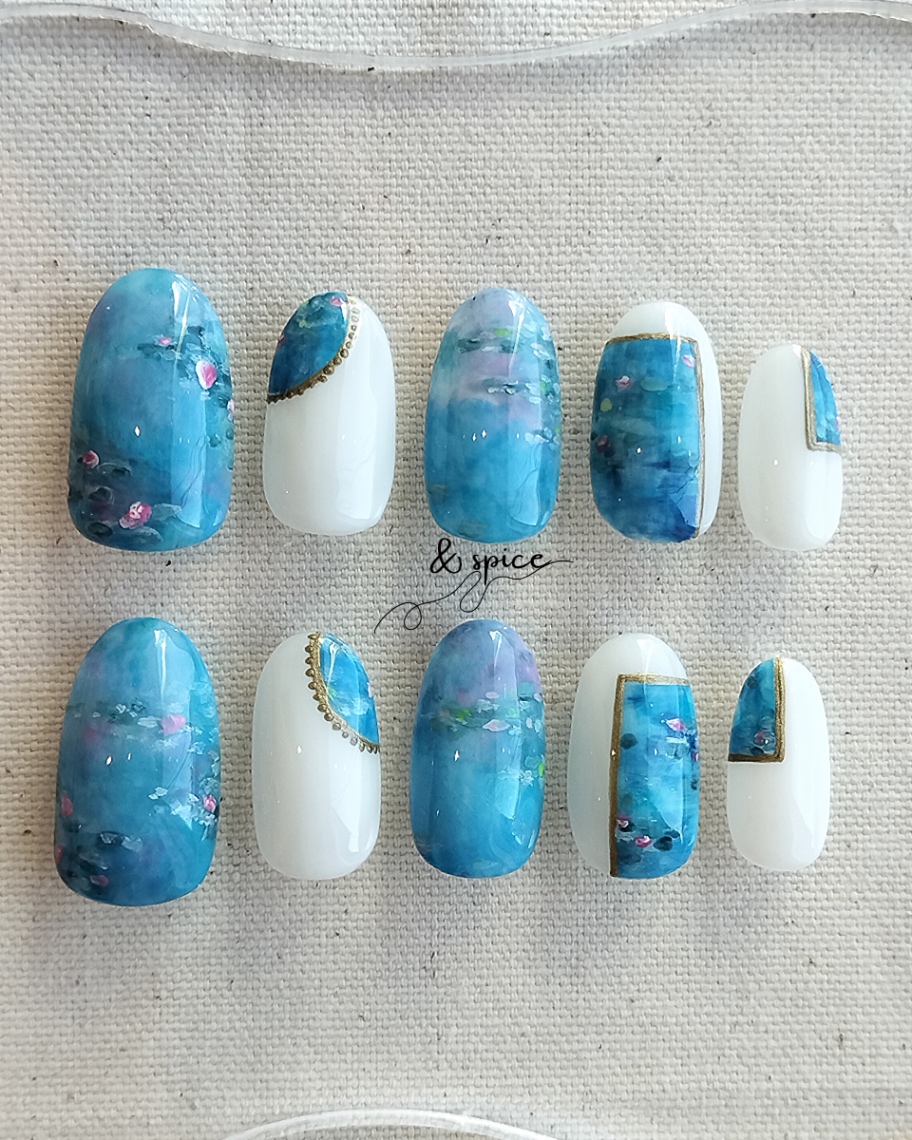 suiren絵画ネイル l モネネイル l ニュアンス l 大人ネイル