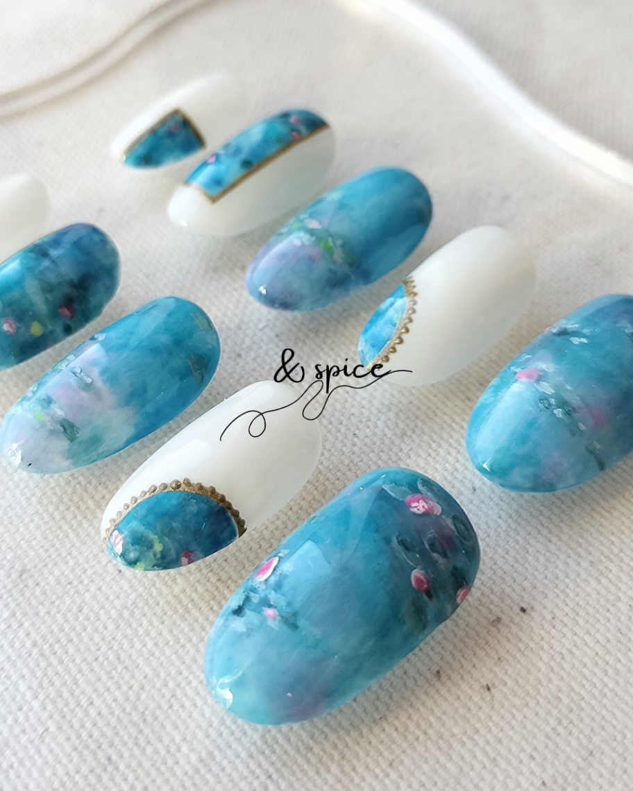 suiren絵画ネイル l モネネイル l ニュアンス l 大人ネイル 3枚目