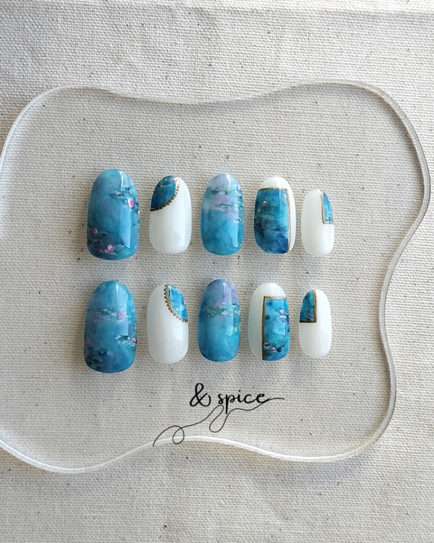 suiren絵画ネイル l モネネイル l ニュアンス l 大人ネイル 5枚目