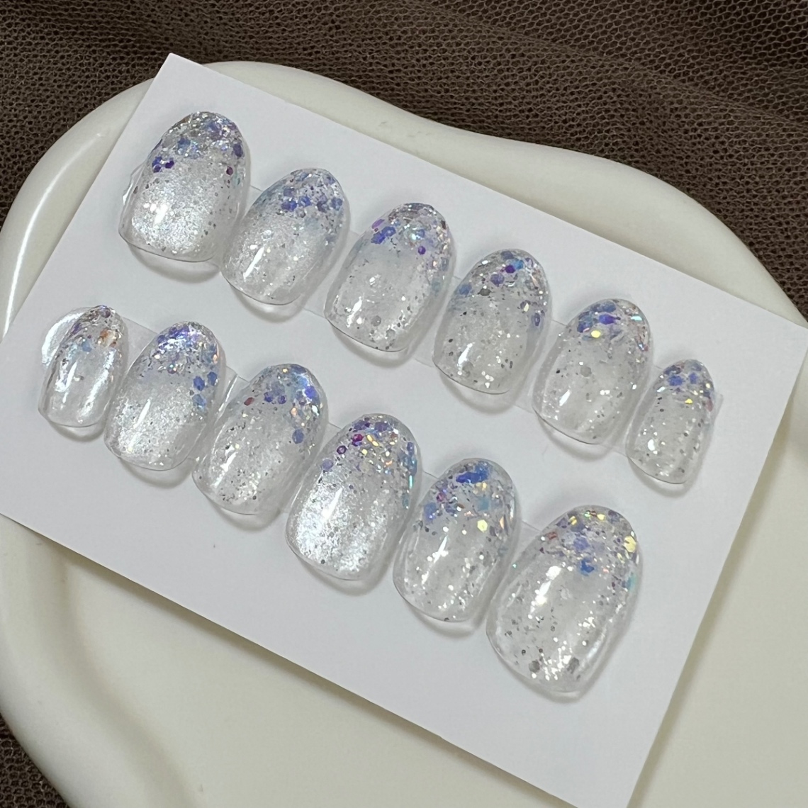 【#12ネイルチップ】紫陽花のしずくネイルチップ　12本　