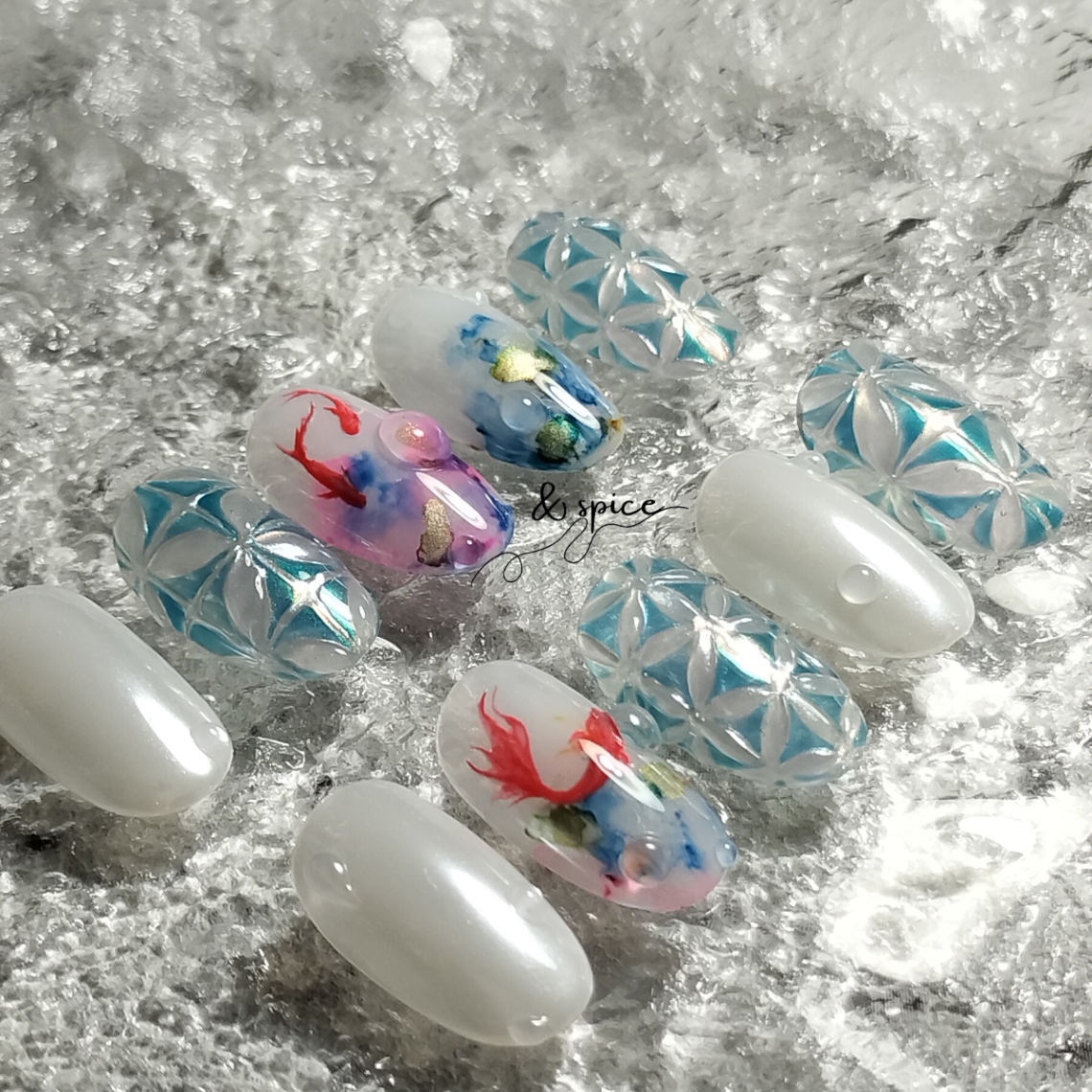 015/金魚日和 I ゆらめく夏 l夏ネイルl金魚lニュアンスネイル 2枚目