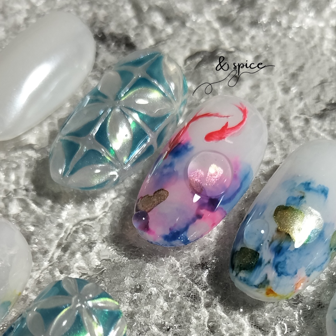 015/金魚日和 I ゆらめく夏 l夏ネイルl金魚lニュアンスネイル 4枚目