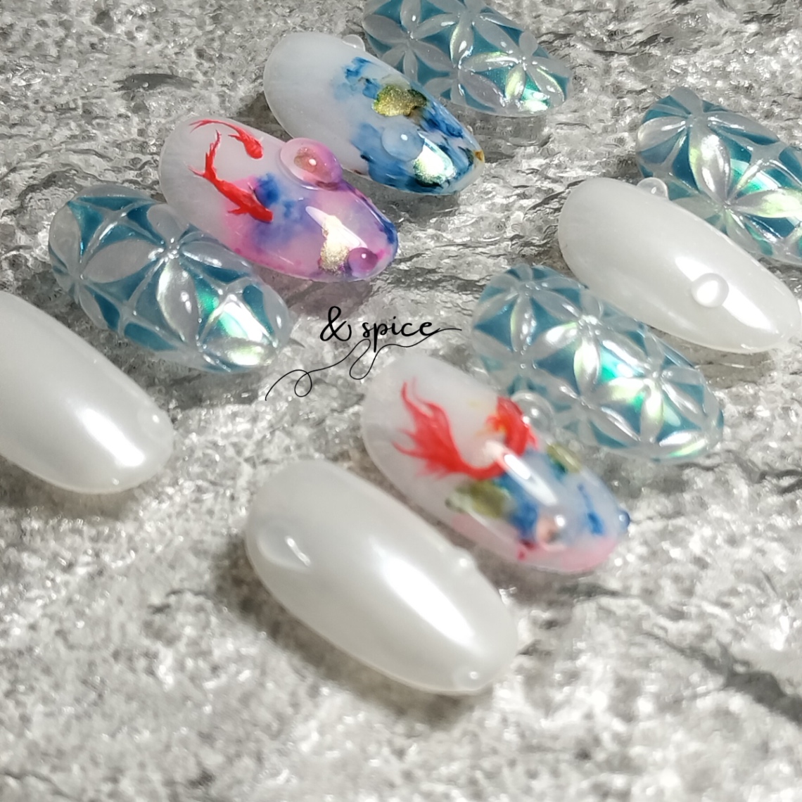 015/金魚日和 I ゆらめく夏 l夏ネイルl金魚lニュアンスネイル 5枚目