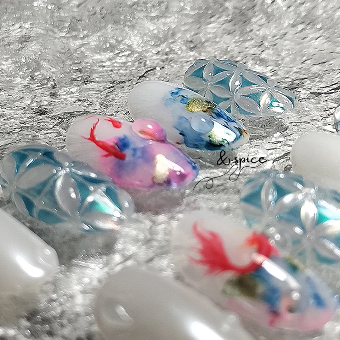 015/金魚日和 I ゆらめく夏 l夏ネイルl金魚lニュアンスネイル 6枚目