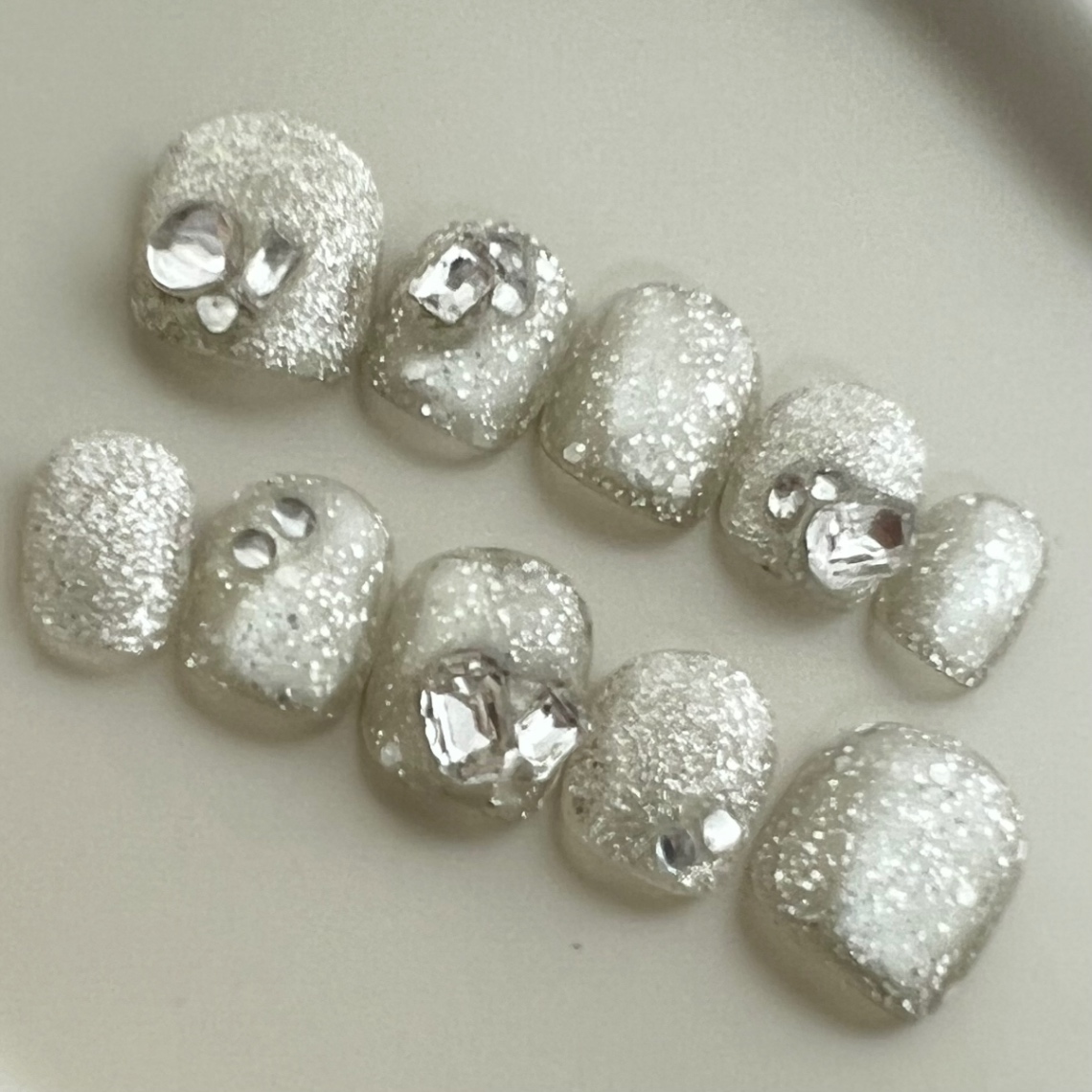 【#5ナチュラルショートネイルチップ】Crystal Jewelry Collection 10本 2枚目