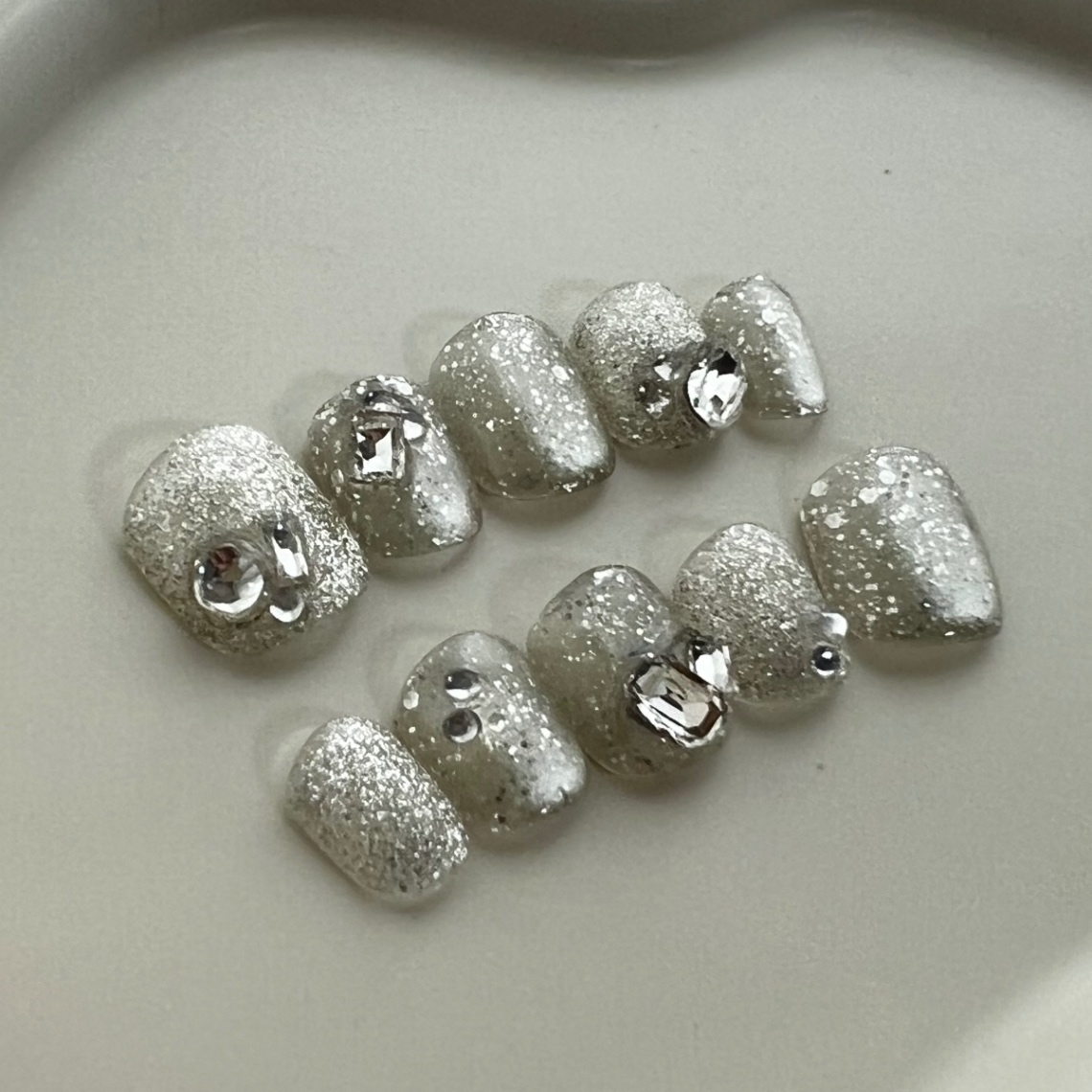 【#5ナチュラルショートネイルチップ】Crystal Jewelry Collection 10本 3枚目