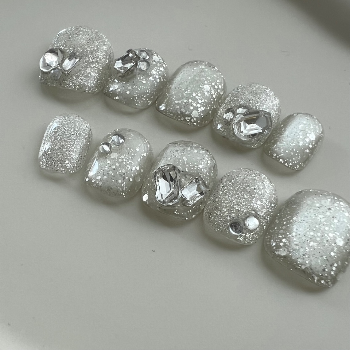 【#5ナチュラルショートネイルチップ】Crystal Jewelry Collection 10本 4枚目