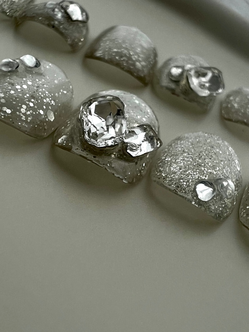 【#5ナチュラルショートネイルチップ】Crystal Jewelry Collection 10本 5枚目