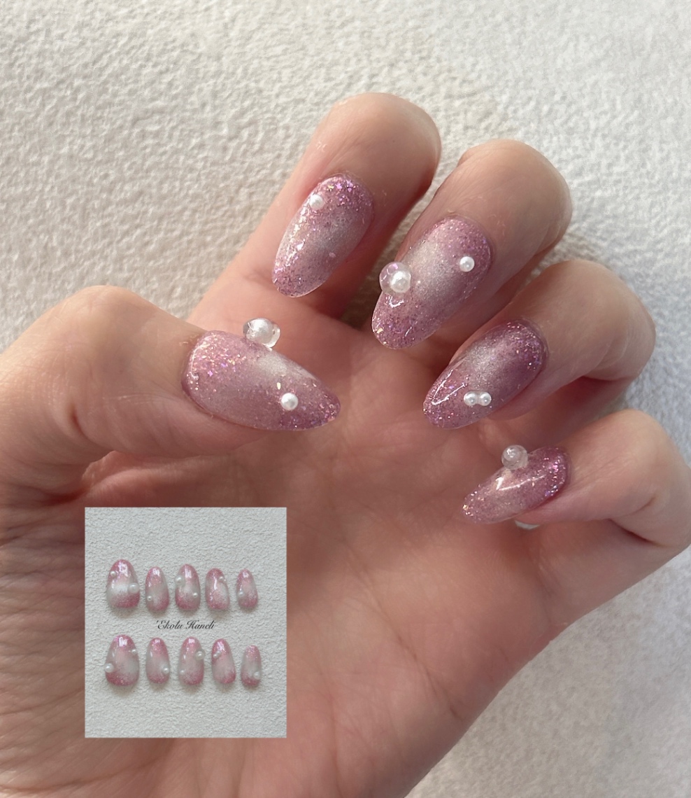 pink lagoon ~ ピンクフラッシュネイル×オーロラホワイトマグネット 3枚目