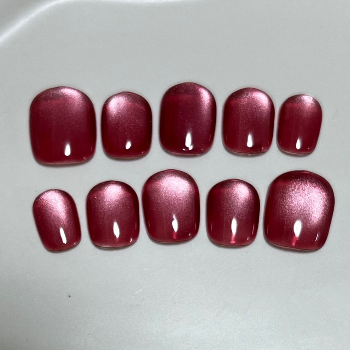 【#3ショートネイルチップ】ガーネットJewelry Collection 10本 3枚目