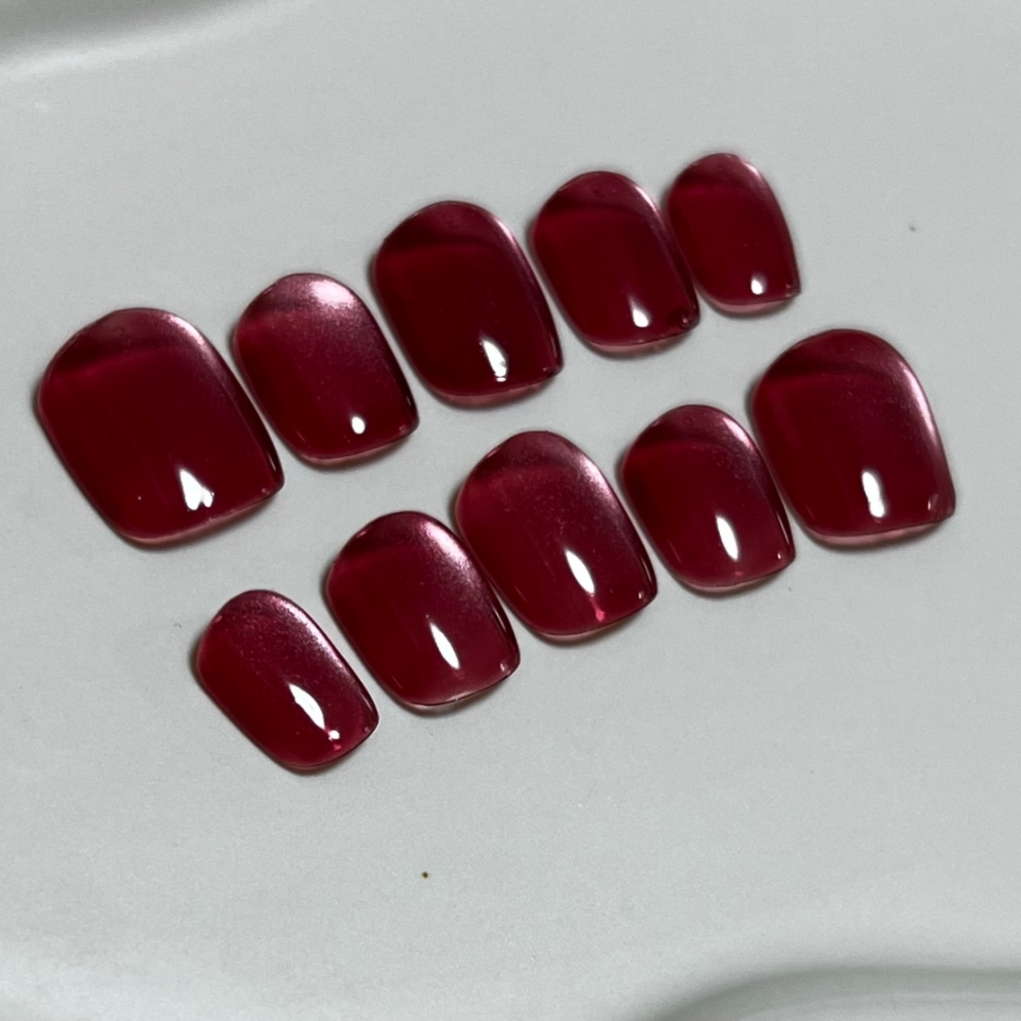 【#3ショートネイルチップ】ガーネットJewelry Collection 10本 4枚目