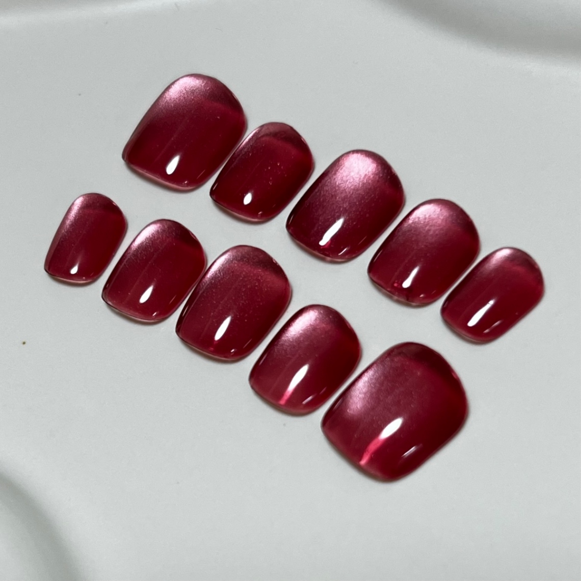 【#3ショートネイルチップ】ガーネットJewelry Collection 10本 5枚目