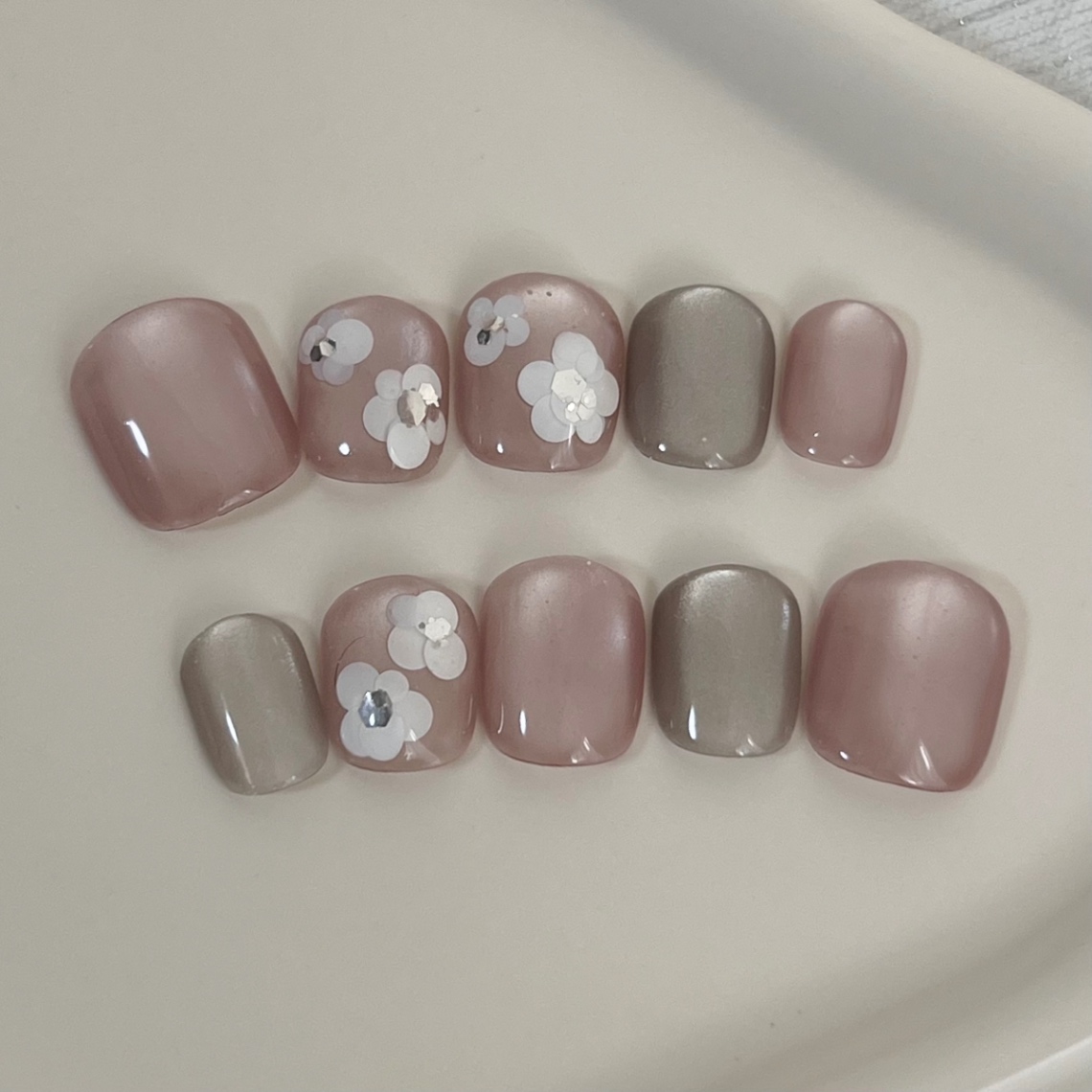 【#14ショートネイルチップ】Mother of Pearl（マザーオブパール） Jewelry Collection  10本