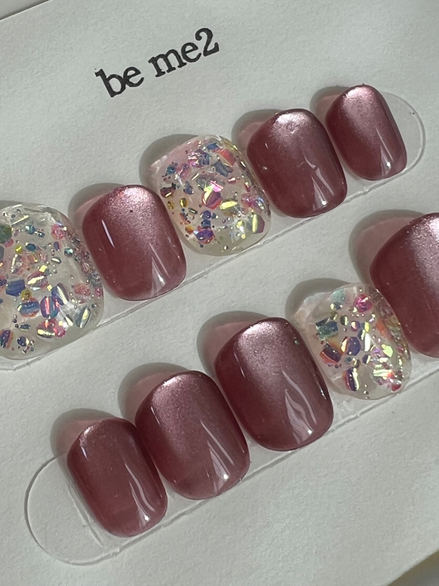 【#19ショートネイルチップ】Ruby Noir｜ルビーノワール Jewelry Collection 10本　送料込み 2枚目